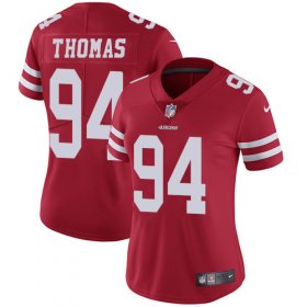 Wholesale Cheap Nike 49ers #94 Solomon Thomas Red Team Color Women\'s Stitched NFL Vapor Untouchable Limited Jersey