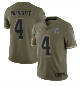 Wholesale Cheap Men\'s Dallas Cowboys #4 Dak Prescott 2022 Olive Salute To Service Limited Stitched Jersey