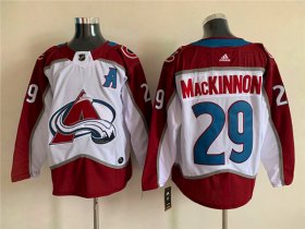 Wholesale Cheap Men\'s Colorado Avalanche #29 Nathan MacKinnon With A Ptach White Stitched Jersey