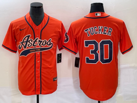 Wholesale Cheap Men\'s Houston Astros #30 Kyle Tucker Orange With Patch Cool Base Stitched Baseball Jersey