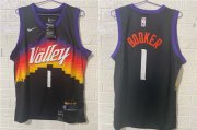 Wholesale Cheap Men's Phoenix Suns #1 Devin Booker Black 2021 City Edition NBA Swingman Jersey With The Sponsor Logo