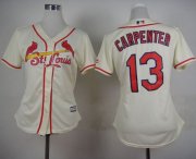Wholesale Cheap Cardinals #13 Matt Carpenter Cream Alternate Women's Stitched MLB Jersey