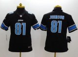 Wholesale Cheap Nike Lions #81 Calvin Johnson Black Alternate Youth Stitched NFL Limited Jersey