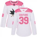 Wholesale Cheap Adidas Sharks #39 Logan Couture White/Pink Authentic Fashion Women's Stitched NHL Jersey