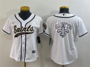 Wholesale Cheap Youth New Orleans Saints White Team Big Logo With Patch Cool Base Stitched Baseball Jersey