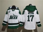 Wholesale Cheap Men's New York Jets #17 Garrett Wilson White Ageless Must-Have Lace-Up Pullover Hoodie
