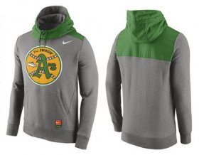 Wholesale Cheap Men\'s Oakland Athletics Nike Gray Cooperstown Collection Hybrid Pullover Hoodie