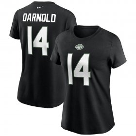 Wholesale Cheap New York Jets #14 Sam Darnold Nike Women\'s Team Player Name & Number T-Shirt Black