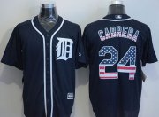Wholesale Cheap Tigers #24 Miguel Cabrera Navy Blue USA Flag Fashion Stitched MLB Jersey