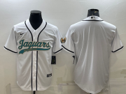 Wholesale Cheap Men's Jacksonville Jaguars Blank White With Patch Cool Base Stitched Baseball Jersey