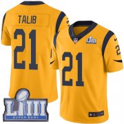 Wholesale Cheap Nike Rams #21 Aqib Talib Gold Super Bowl LIII Bound Men's Stitched NFL Limited Rush Jersey