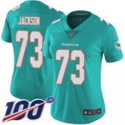 Wholesale Cheap Nike Dolphins #73 Austin Jackson Aqua Green Team Color Women's Stitched NFL 100th Season Vapor Untouchable Limited Jersey