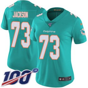 Wholesale Cheap Nike Dolphins #73 Austin Jackson Aqua Green Team Color Women\'s Stitched NFL 100th Season Vapor Untouchable Limited Jersey
