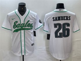 Cheap Men\'s Philadelphia Eagles #26 Saquon Barkley White Cool Base Baseball Stitched Jersey