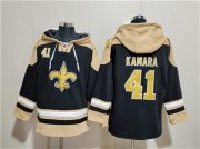 Cheap Men's New Orleans Saints #41 Alvin Kamara Black Ageless Must-Have Lace-Up Pullover Hoodie