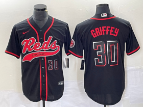 Wholesale Cheap Men\'s Cincinnati Reds #30 Ken Griffey Jr Number Black 2023 City Connect Cool Base Stitched Jersey