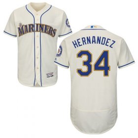 Wholesale Cheap Mariners #34 Felix Hernandez Cream Flexbase Authentic Collection Stitched MLB Jersey