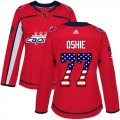 Wholesale Cheap Adidas Capitals #77 T.J. Oshie Red Home Authentic USA Flag Women's Stitched NHL Jersey