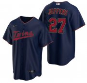 Wholesale Cheap Men's Minnesota Twins #27 Ryan Jeffers Navy Cool Base Stitched Jersey
