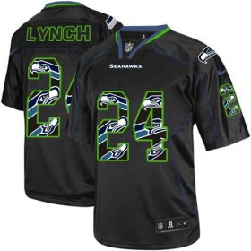 Wholesale Cheap Nike Seahawks #24 Marshawn Lynch New Lights Out Black Men\'s Stitched NFL Elite Jersey