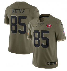 Wholesale Cheap Men\'s San Francisco 49ers #85 George Kittle 2022 Olive Salute To Service Limited Stitched Jersey