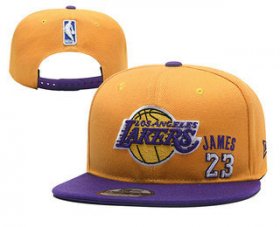 Wholesale Cheap Men\'s Los Angeles Lakers #23 LeBron James Purple Snapback Ajustable Cap Hat 1