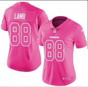 Wholesale Cheap Women's NFL Dallas Cowboys #88 CeeDee Lamb Pink Limited Stitched Jersey(Run Small)