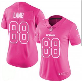 Wholesale Cheap Women\'s NFL Dallas Cowboys #88 CeeDee Lamb Pink Limited Stitched Jersey(Run Small)