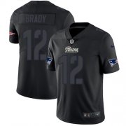 Wholesale Cheap Nike Patriots #12 Tom Brady Black Men's Stitched NFL Limited Rush Impact Jersey