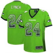 Wholesale Cheap Nike Seahawks #24 Marshawn Lynch Green Women's Stitched NFL Elite Drift Fashion Jersey