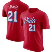 Cheap Men's Philadelphia 76ers #21 Joel Embiid Red 2022-23 Statement Edition Name & Number T-Shirt