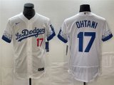 Cheap Men's Los Angeles Dodgers #17 Shohei Ohtani White City Connect Flex Base With Patch Stitched Baseball Jersey