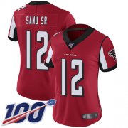 Wholesale Cheap Nike Falcons #12 Mohamed Sanu Sr Red Team Color Women's Stitched NFL 100th Season Vapor Limited Jersey