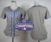 Wholesale Cheap Cubs Blank Grey Alternate Road 2016 World Series Champions Women's Stitched MLB Jersey