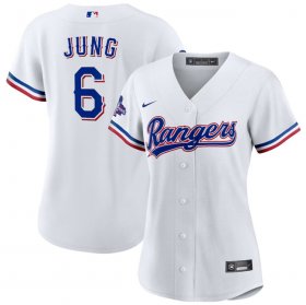 Women\'s Texas Rangers #6 Josh Jung White 2023 World Series Champions Stitched Baseball Jersey(Run Small)