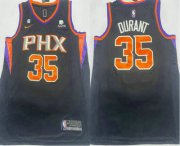 Cheap Men's Phoenix Suns #35 Kevin Durant Black 6 Patch Sponsor Icon Swingman Jersey