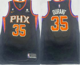 Cheap Men\'s Phoenix Suns #35 Kevin Durant Black 6 Patch Sponsor Icon Swingman Jersey