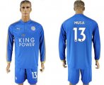 Wholesale Cheap Leicester City #13 Musa Home Long Sleeves Soccer Club Jersey