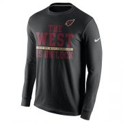 Wholesale Cheap Men's Arizona Cardinals Nike Black 2015 NFC West Division Champions Long Sleeves T-Shirt