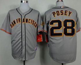 Wholesale Cheap Giants #28 Buster Posey Grey Road Cool Base Stitched MLB Jersey