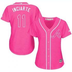 Wholesale Cheap Braves #11 Ender Inciarte Pink Fashion Women\'s Stitched MLB Jersey