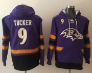 Wholesale Cheap Nike Ravens #9 Justin Tucker Purple/Black Name & Number Pullover NFL Hoodie