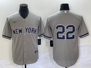 Wholesale Cheap Men's New York Yankees #22 Harrison Bader No Name Grey Cool Base Stitched Baseball Jersey