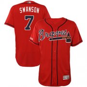 Wholesale Cheap Braves #7 Dansby Swanson Red Flexbase Authentic Collection Stitched MLB Jersey