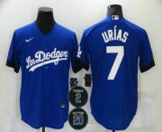 Wholesale Cheap Men's Los Angeles Dodgers #7 Julio Urias Blue #2 #20 Patch City Connect Cool Base Stitched Jersey
