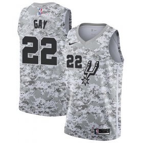 Wholesale Cheap Men\'s Nike San Antonio Spurs #22 Rudy Gay White Camo Basketball Swingman Earned Edition Jersey