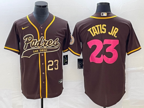 Wholesale Cheap Men\'s San Diego Padres #23 Fernando Tatis Jr Number Brown NEW 2023 City Connect Cool Base Stitched Jersey