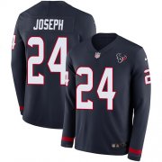 Wholesale Cheap Nike Texans #24 Johnathan Joseph Navy Blue Team Color Men's Stitched NFL Limited Therma Long Sleeve Jersey