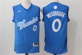 Wholesale Cheap Men\'s Oklahoma City Thunder #0 Russell Westbrook adidas Blue 2016 Christmas Day Stitched NBA Swingman Jersey