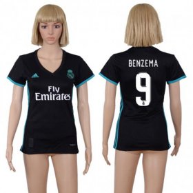 Wholesale Cheap Women\'s Real Madrid #9 Benzema Away Soccer Club Jersey